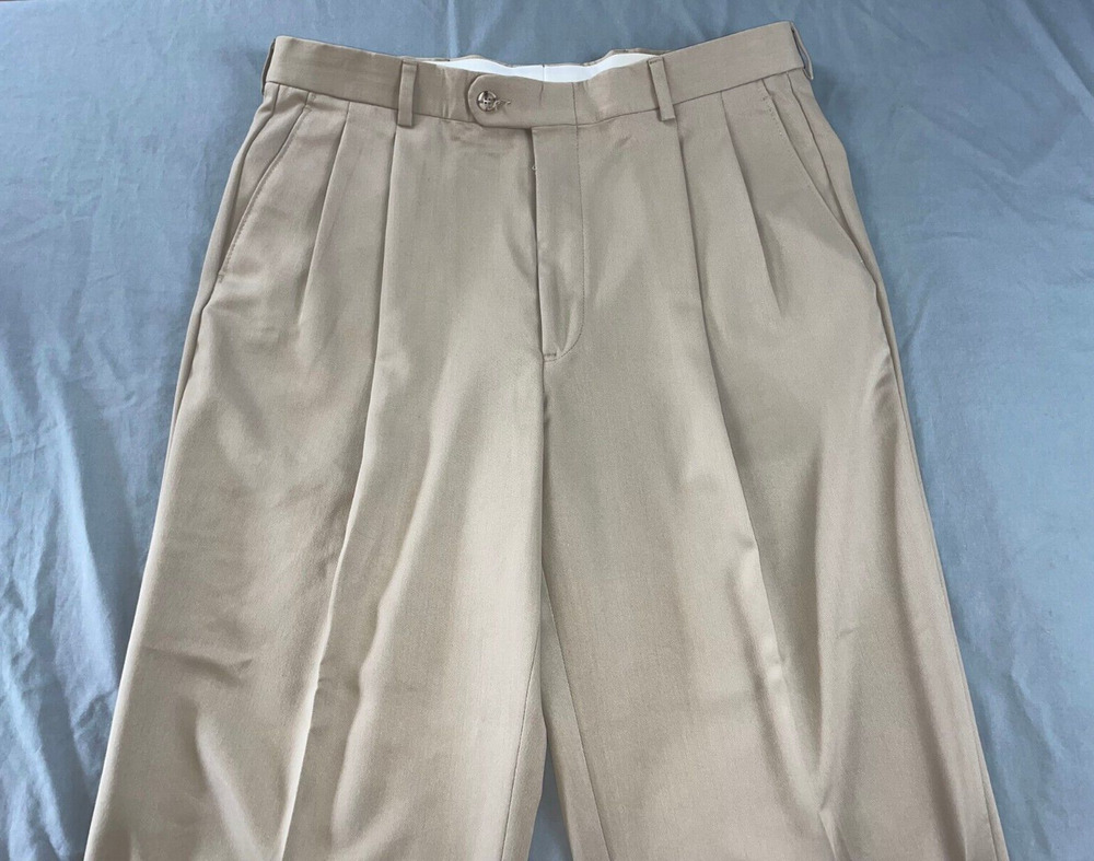Linea Naturale Double Pleat Cuffed Dress Pants, Slacks. Beige, 36X28. EUC!